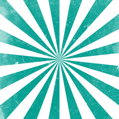Old popular and classic cyan and white ray pattern background of starburst or sunburst with dust effect. Vintage and retro pattern television background. Cartoon background design.