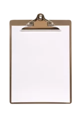 Foto op Plexiglas Plain blank clipboard clip board white space flat vertical isolated transparent background photo PNG file © david_franklin