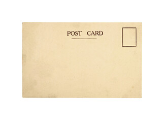 Old post card postcard front flat vintage sepia isolated transparent background photo PNG file