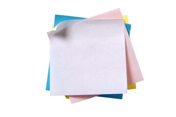 Untidy pile various colors square white sticky post it note isolated transparent background photo PNG file