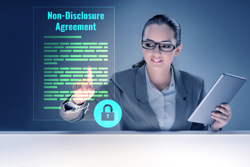 Businesswoman in non disclosure agreement concept