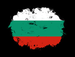 Bulgaria flag painted on black stroke brush background