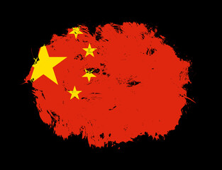 China flag painted on black stroke brush background