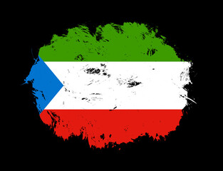 Equatorial guinea flag painted on black stroke brush background