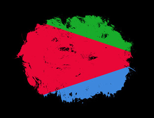 Eritrea flag painted on black stroke brush background