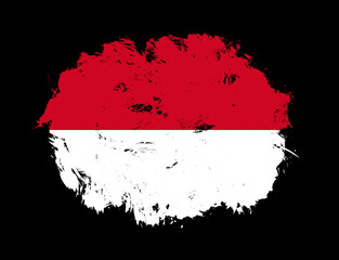 Monaco flag painted on black stroke brush background