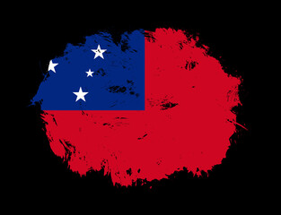 Samoa flag painted on black stroke brush background