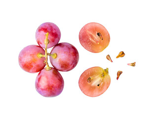 Red grape with seeds  isolated on transparent png