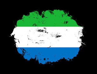 Sierra leone flag painted on black stroke brush background