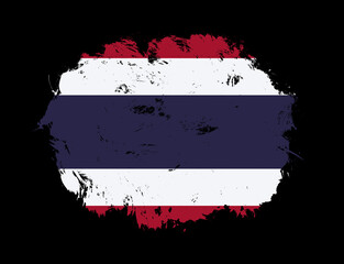Thailand flag painted on black stroke brush background