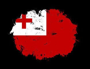 Tonga flag painted on black stroke brush background