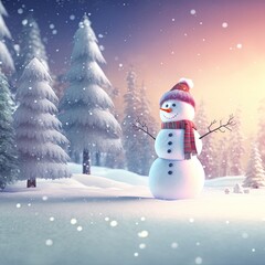 Snowman outdoors. Illustration about Christmas. Made by AI.