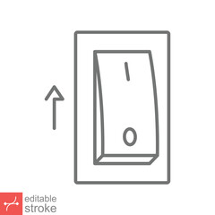Light on, electric switch icon. Simple outline style. Power turn on button, toggle switch on position concept. Thin line vector illustration isolated on white background. Editable stroke EPS 10.