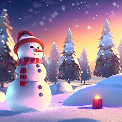 Snowman outdoors. Illustration about Christmas. Made by AI.