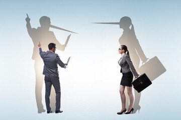 Fototapeta premium Lier concept with business people and nose