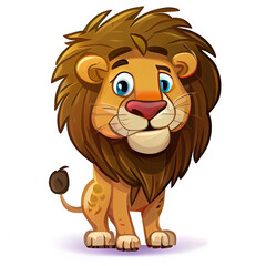 Cartoon happy lion isolated on white background