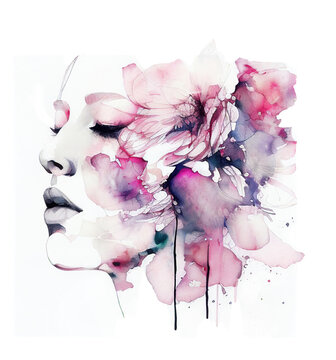 Watercolor cheap face abstract