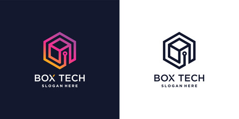 Box tech logo design with modern concept