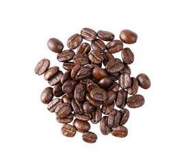 Roasted coffee beans isolated on transparent png