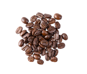 Roasted coffee beans isolated on transparent png