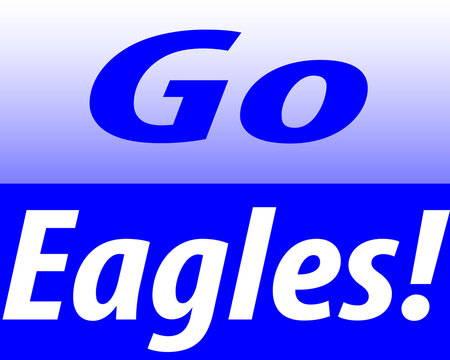 Go Eagles! Cheer Banner on Blue and White Background