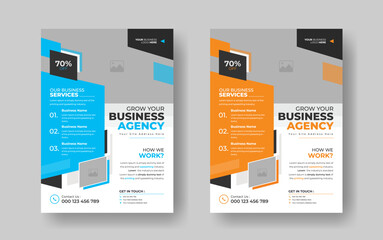 Modern vector flyer template in A4 size, Corporate business flyer, Corporate brochure cover design, Poster layout design for your agency, Corporate vector Flyer design with Abstract Colorful Shapes.