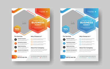 Modern vector flyer template in A4 size, Corporate business flyer, Corporate brochure cover design, Poster layout design for your agency, Corporate vector Flyer design with Abstract Colorful Shapes.