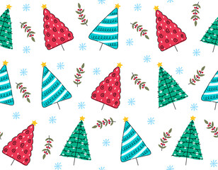 Cute Christmas Tree seamless pattern