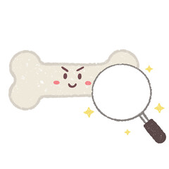 拡大鏡で見る骨のかわいいキャラクター　PNG