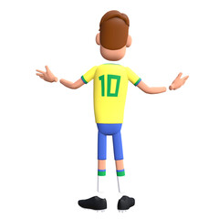 Brazil football player 3D character. Cartoon character as Brazilian soccer team.