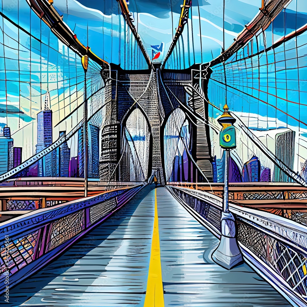 Wall mural brooklyn bridge in new york city, usa