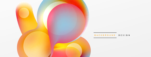 Fluid abstract background. Liquid color gradients composition. Round shapes and circle flowing design for wallpaper, banner, background or landing