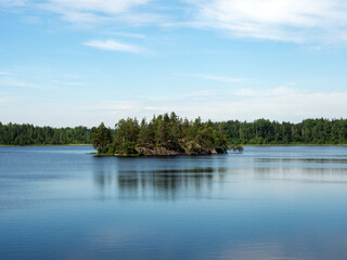 island on a forest lake