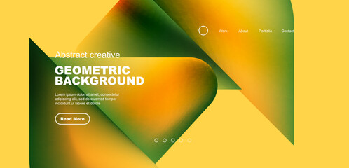 Geometric landing page background. Fluid colors and simple shapes abstract composition. Vector illustration for wallpaper, banner, background, leaflet, catalog, cover, flyer