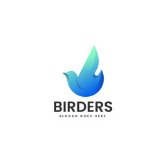 Vector Logo Illustration Bird Gradient Colorful Style