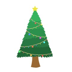 A simple christmas tree on white background