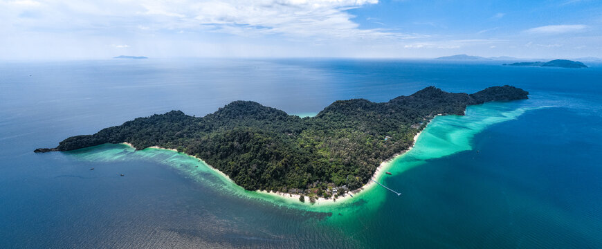 Aerial view of Koh Kradan island in Trang, Thailand