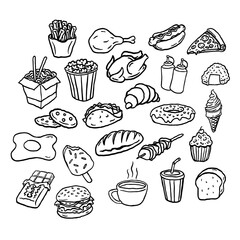 fast food icons set