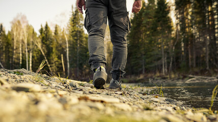 mens walk in the countryside