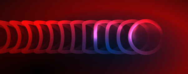 Neon shiny circles abstract background, technology energy space light concept, abstract background wallpaper design
