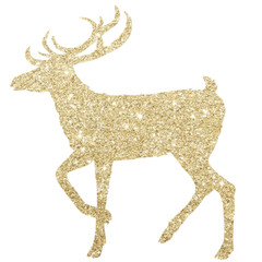 christmas gold deer silhouette ,christmas gold reindeer isolated