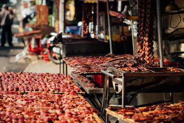 Dried Beef and Buffalo Meat in the Sun, Phnom Penh Cambodia