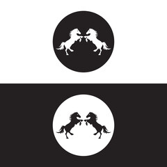 Circle horse animal logo design 