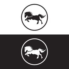 Circle horse animal logo design 