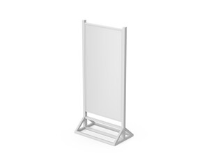 Blank white outdoor advertising stand mockup template isolated on white background, 3d illustration.