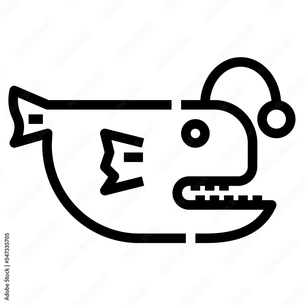 Wall mural angler fish icon, outline style. isolate on transparency background