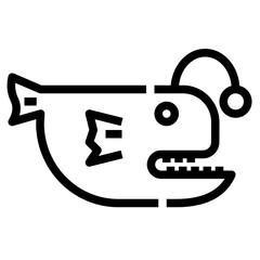angler fish icon, Outline style. Isolate on transparency background
