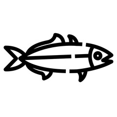 fish icon, Outline style. Isolate on transparency background