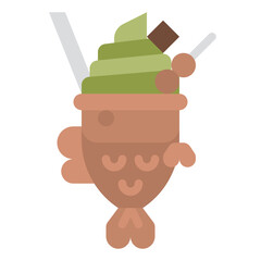 ice cream dessert fish matcha icon