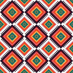 Geometric ethnic oriental seamless pattern traditional Design for background,tribal,carpet,wallpaper,clothing,wrapping,Batik,fabric,Vector illustration.